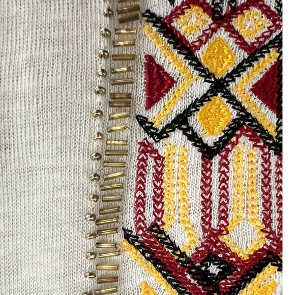 Lauren Michelle Open Front Cardigan w/Aztec Embroidered & Beaded Tank, size XL - Picture 11 of 15